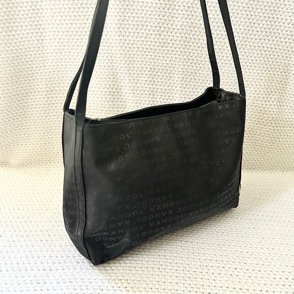Kangol Australia Black PVC Brand Spell Out Vintage Medium Shoulder Bag Y2K Shine - Picture 5 of 15